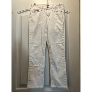 Gap Women’s Raw Hem Regular Straight Leg Denim Jeans Sz 27 White Stretch Comfort